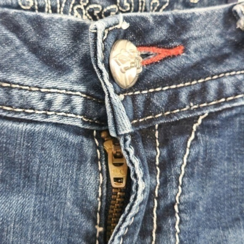Miss Me Easy Crop Jeans Womens 27 Blue  Mid Rise Southwestern Embellished - Picture 6 of 16
